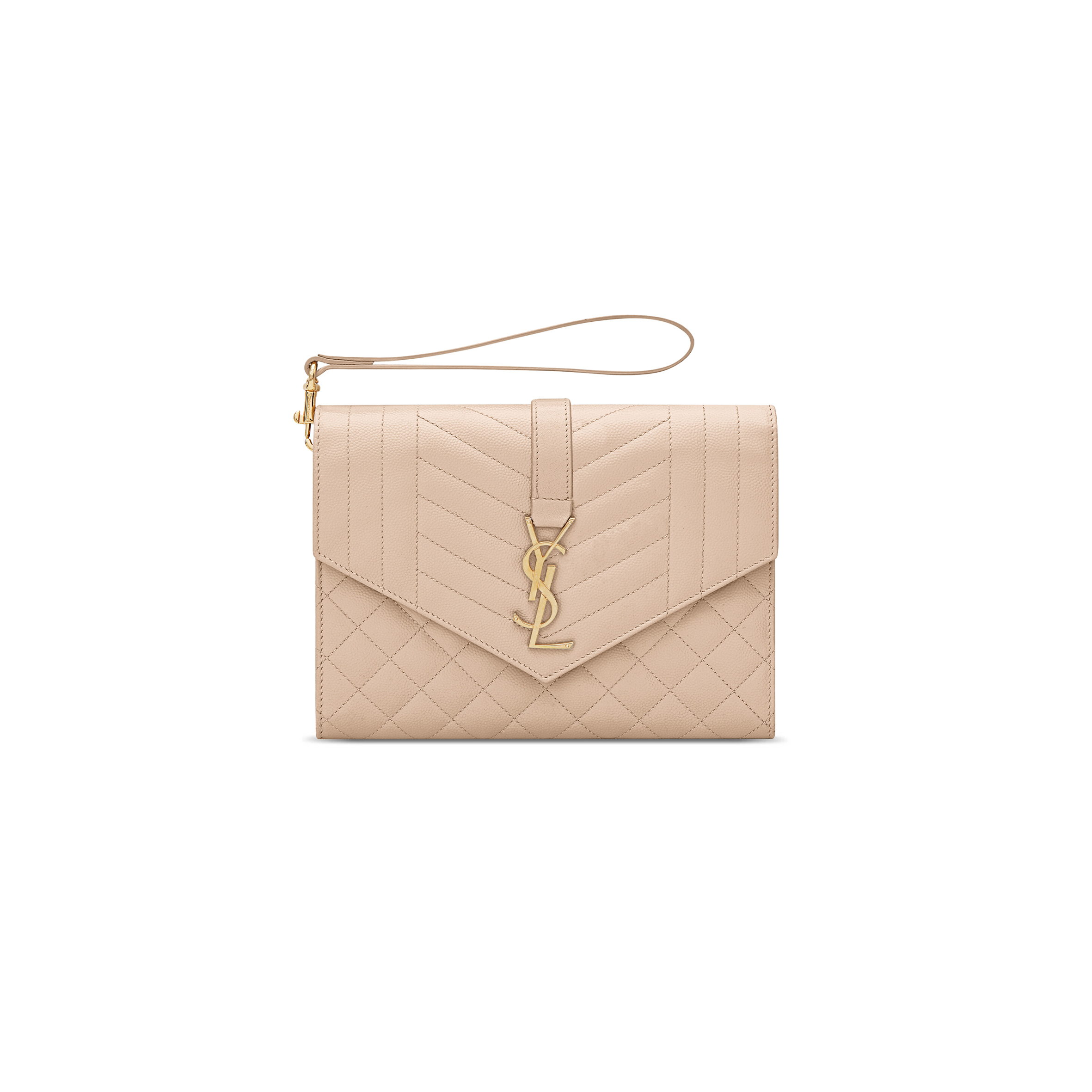 YSL ENVELOPE FLAP POUCH IN MIX MATELASSÉ GRAIN DE POUDRE LEATHER 651030BOW912721 (21*16*3cm)